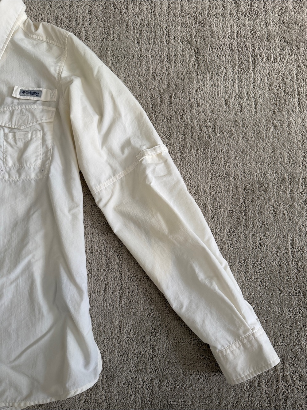 Columbia Women's Off-White PFG Long Sleeve Outdoor Button Shirt | Size S - Picture 8 of 11